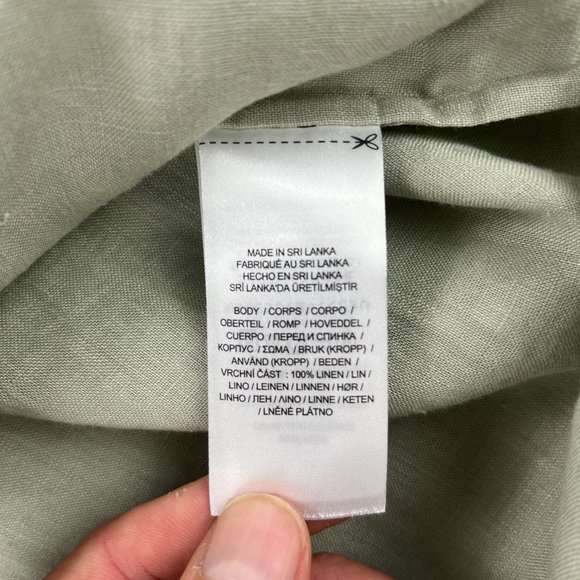Lauren Ralph Lauren Linen Blouse Top M Short Sleeve Tan Beige Cuffable Lagenlook - Picture 6 of 11